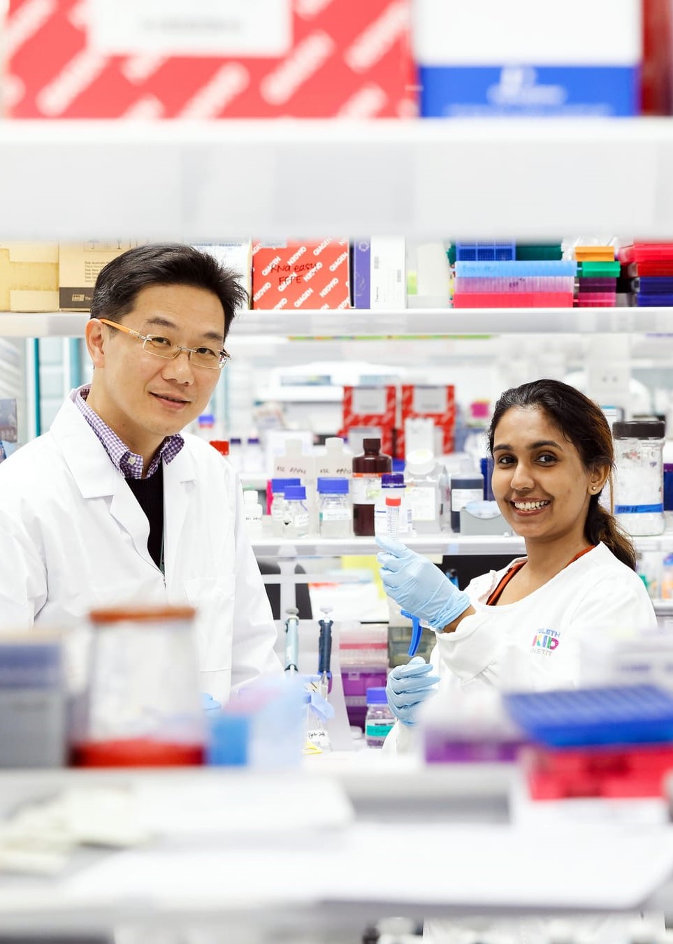 Laurence and Chinnu in the lab